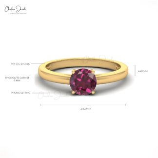 Single Gemstone Ring With 1.10 Ct Rhodolite Garnet Proposal Rings In 14k Solid Gold