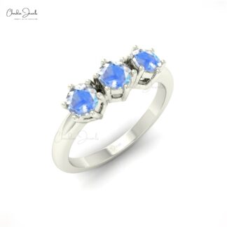 Triple Rainbow Moonstone Ring In 14k Pure Gold Gemstone Hallmarked Bridal Rings