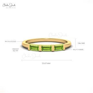 Three Stone Stack Ring With 0.24 Ct Peridot August Birthstone Ring In 14k Real Gold