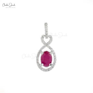 Infinity Art Deco Style Pendant In 14k Yellow Gold Burma Ruby Halo Diamond Bridal Necklace