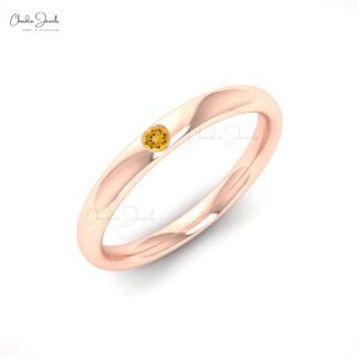 Genuine Citrine Stackable Ring In 14k Solid Gold Solitaire Gemstone Fine Jewelry For Mom