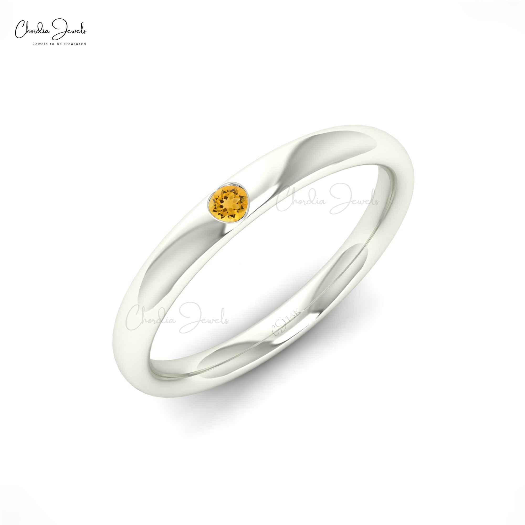 Genuine Citrine Stackable Ring In 14k Solid Gold Solitaire Gemstone Fine Jewelry For Mom