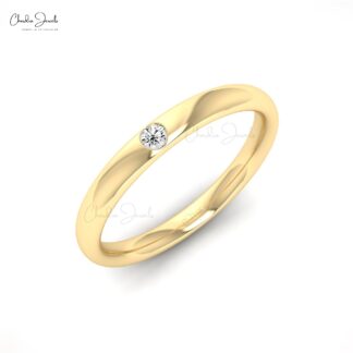 Dainty Solitaire Ring With 2mm Round White Diamond Women Ring In 14k Real Gold (Size 5-11)