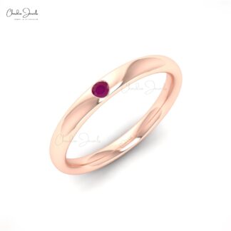 Single Stone Promise Ring In Pure 14k Gold Burma Ruby 0.03 Ct Gemstone Hallmark Rings