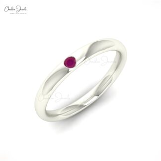 Single Stone Promise Ring In Pure 14k Gold Burma Ruby 0.03 Ct Gemstone Hallmark Rings