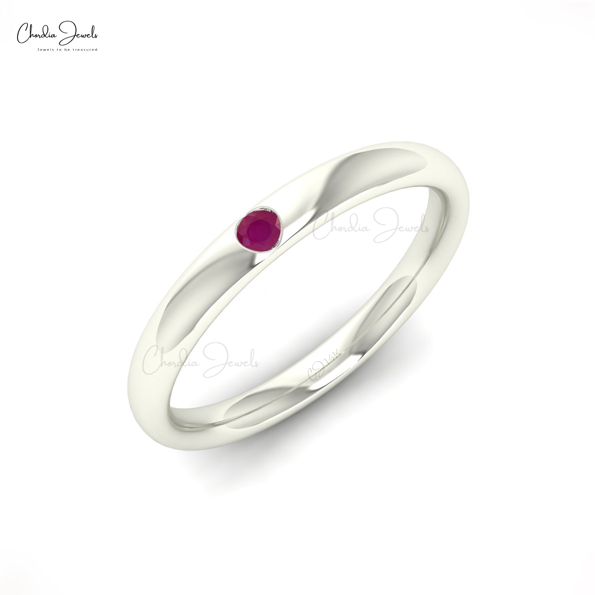 Single Stone Promise Ring In Pure 14k Gold Burma Ruby 0.03 Ct Gemstone Hallmark Rings