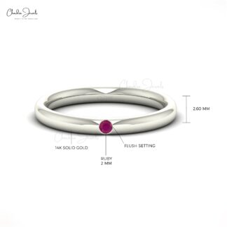 Single Stone Promise Ring In Pure 14k Gold Burma Ruby 0.03 Ct Gemstone Hallmark Rings