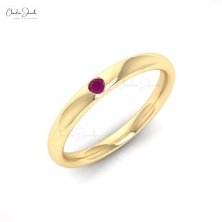 Single Stone Promise Ring In Pure 14k Gold Burma Ruby 0.03 Ct Gemstone Hallmark Rings