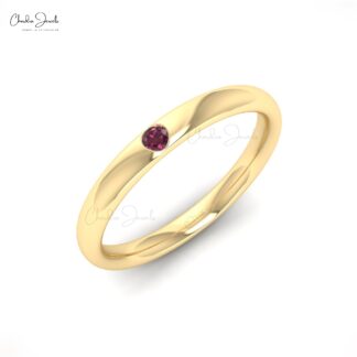 AAA Rhodolite Garnet Solitaire Ring In Pure 14k Gold January Birthstone Ring (Size US5-11)