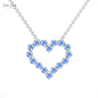 Pure 14k Gold Open Heart Chain Necklace With 2mm Rainbow Moonstone Promise Necklaces