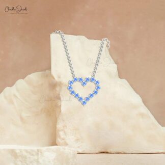 Pure 14k Gold Open Heart Chain Necklace With 2mm Rainbow Moonstone Promise Necklaces