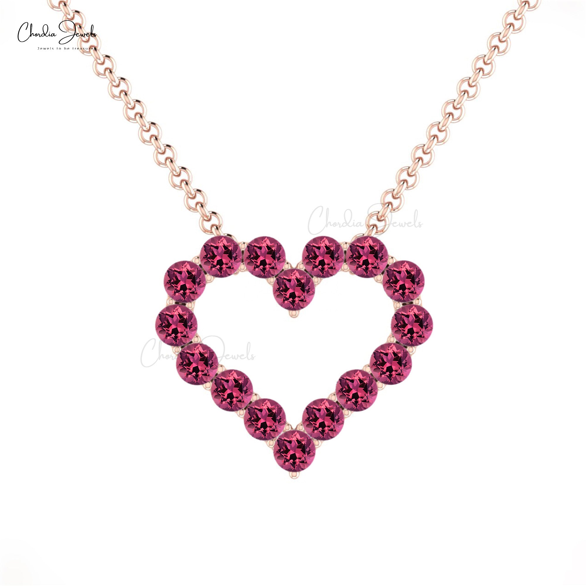 Natural Pink Tourmaline Chain Necklace With 1 Ct Gemstone Bead Set In 14k Real Gold Jewelry