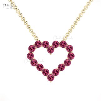 Natural Pink Tourmaline Chain Necklace With 1 Ct Gemstone Bead Set In 14k Real Gold Jewelry