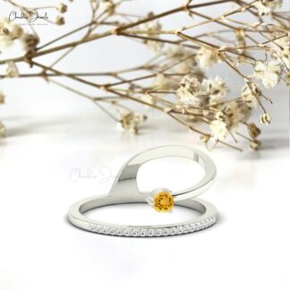 Natural Citrine Faceted Dainty Engagement Ring