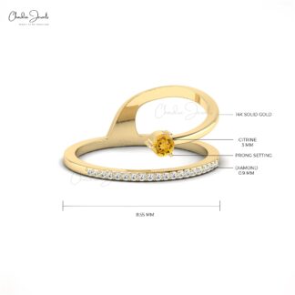 Natural Citrine Faceted Dainty Engagement Ring