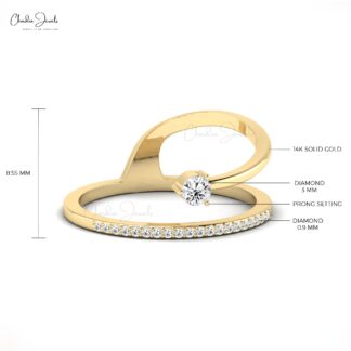 Brilliant Cut Shooting Star Ring In 14k Solid Gold White Diamond Dainty Women Ring