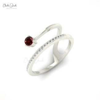 Dainty Ring with Real Garnet and Diamonds in 14k Gold
