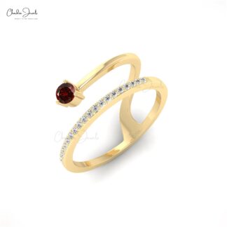 Dainty Ring with Real Garnet and Diamonds in 14k Gold
