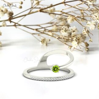 Peridot Prong Set Dainty Wedding Ring For Women
