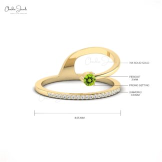 Peridot Prong Set Dainty Wedding Ring For Women
