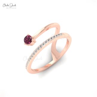Rhodolite Garnet Prong Set Dainty Ring in 14k Solid Gold