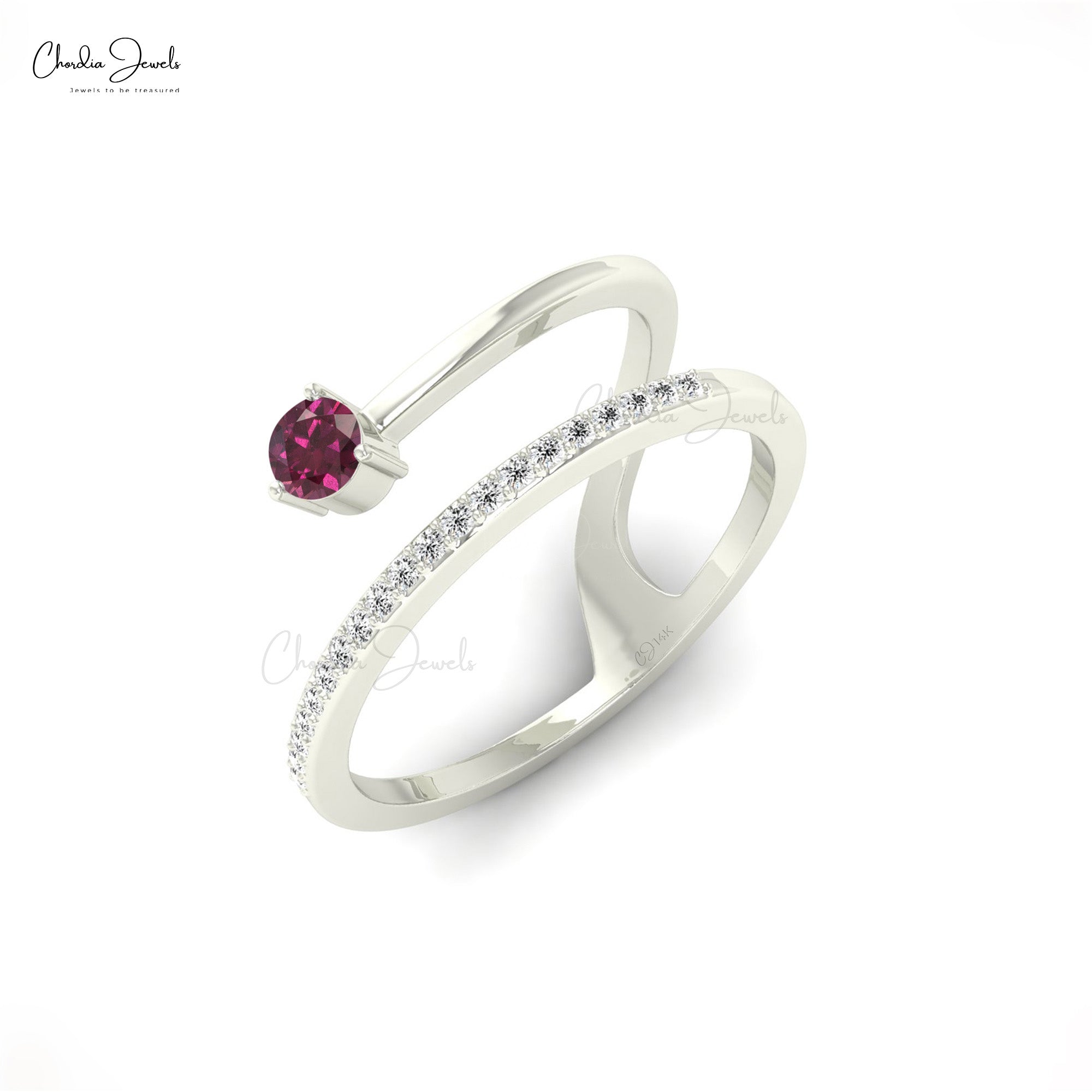 Rhodolite Garnet Prong Set Dainty Ring in 14k Solid Gold