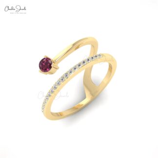 Rhodolite Garnet Prong Set Dainty Ring in 14k Solid Gold