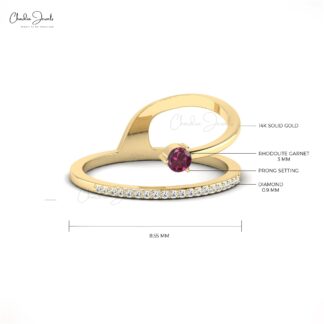 Rhodolite Garnet Prong Set Dainty Ring in 14k Solid Gold