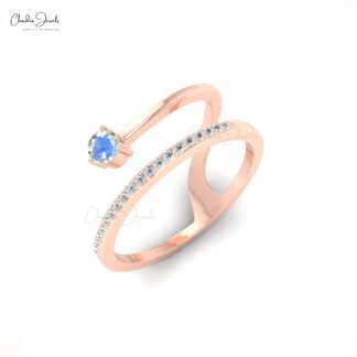 Beautiful 14k Solid Gold Rainbow Moonstone Dainty Ring