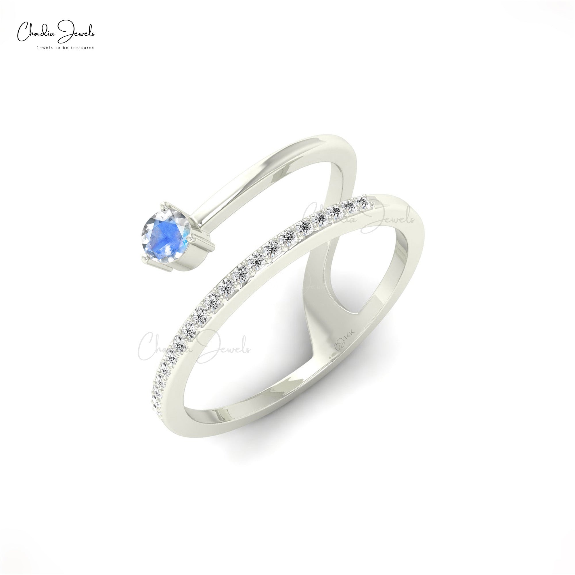 Beautiful 14k Solid Gold Rainbow Moonstone Dainty Ring