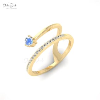 Beautiful 14k Solid Gold Rainbow Moonstone Dainty Ring