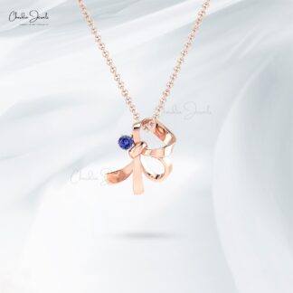 Round Tanzanite knot Pendant In 14k Solid Gold Gemstone Minimalist Jewelry For Her