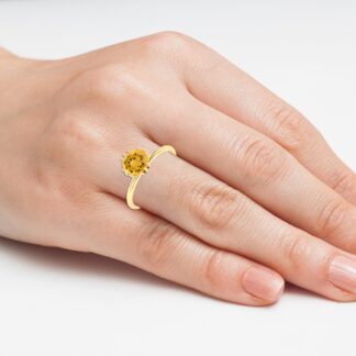 Genuine Citrine Solitaire Promise Ring In 14k Real Gold Prong Set Gemstone Rings For Mom
