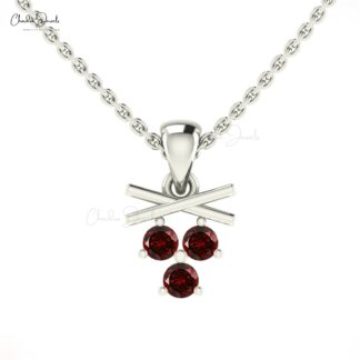 Delicate Red Garnet Cluster Pendant In 14k Solid Gold Gemstone Hallmarked Jewelry For Her
