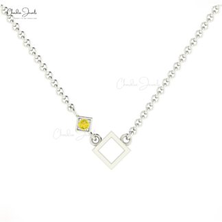 Natural Yellow Sapphire Necklace With 2.5mm Gemstone Accented In 14k Real Gold Jewelry