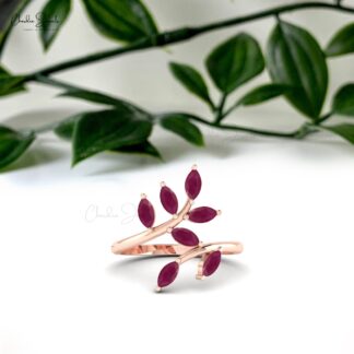 Seven Stone Statement Ring With 0.91 Ct Burma Ruby Ring In 14k Solid Gold