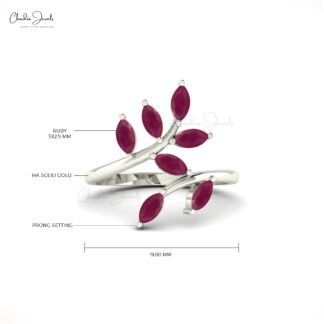Seven Stone Statement Ring With 0.91 Ct Burma Ruby Ring In 14k Solid Gold