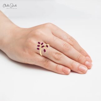 Seven Stone Statement Ring With 0.91 Ct Burma Ruby Ring In 14k Solid Gold