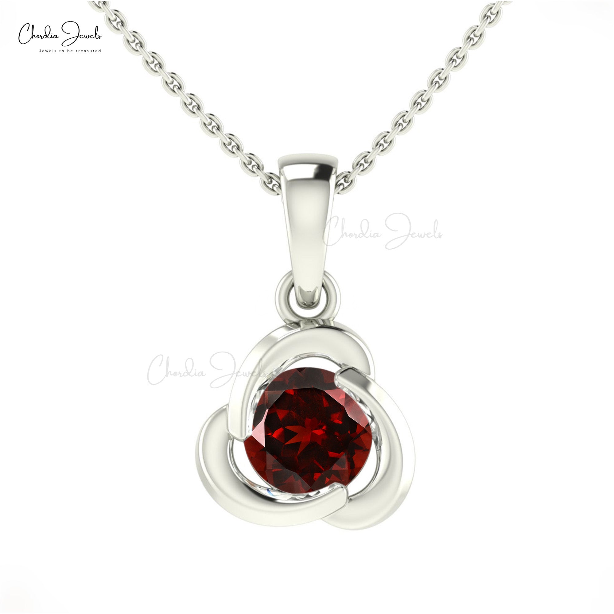 Dainty Solitaire Pendant With 7mm Red Garnet Pressure Set In Real 14k Gold Mom Necklace