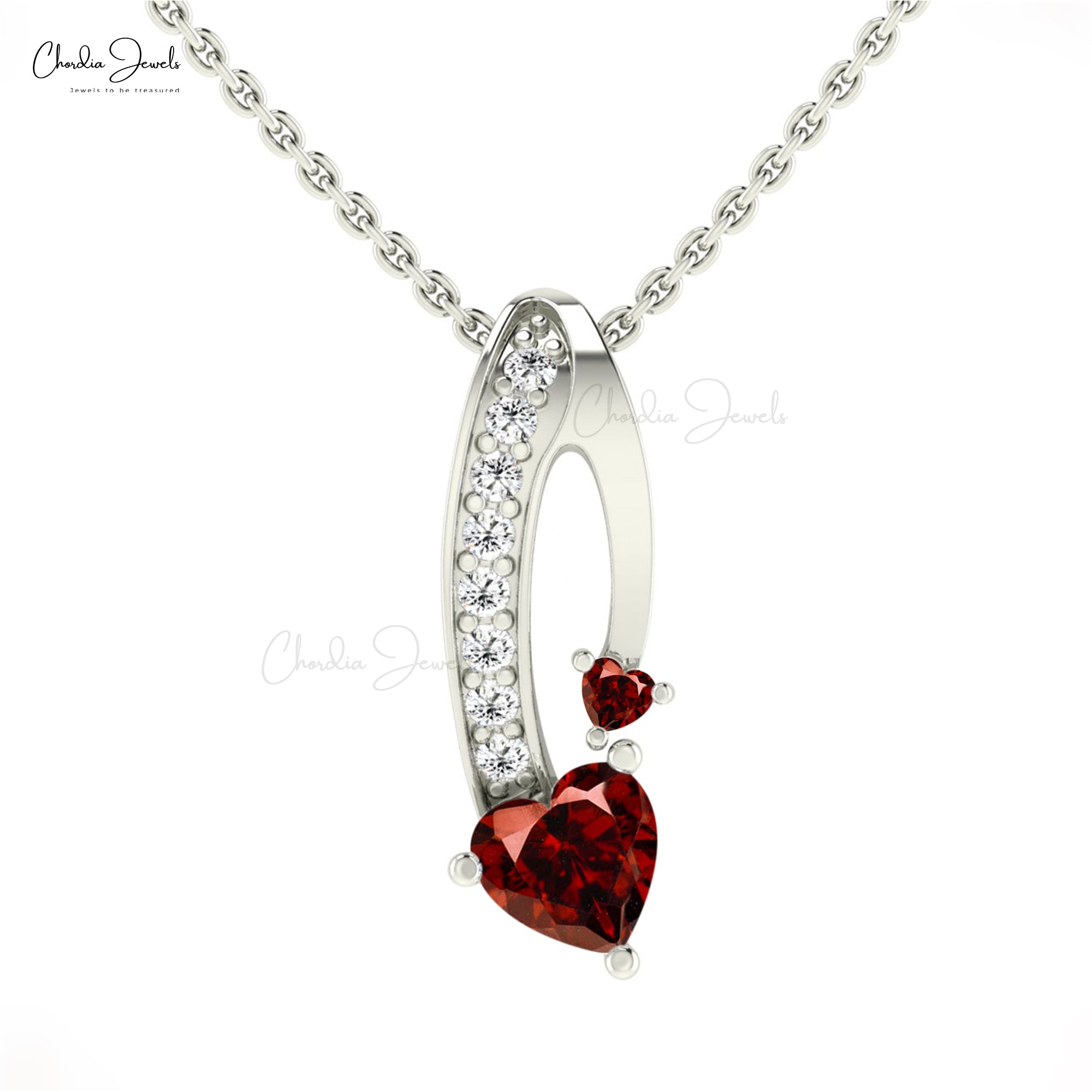 Two Birthstone Twisted Pendant With 0.78 Ct Red Garnet Diamond 14k Gold Fine Jewelry