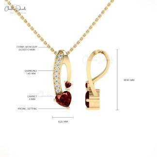 Two Birthstone Twisted Pendant With 0.78 Ct Red Garnet Diamond 14k Gold Fine Jewelry