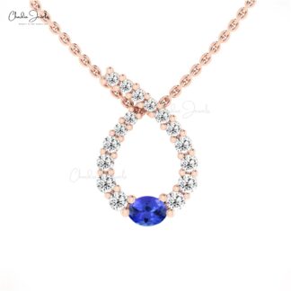 Dual Birthstone Twisted Pendant With 0.19 Ctw Tanzanite And Diamond 14k Pure Gold Pendants