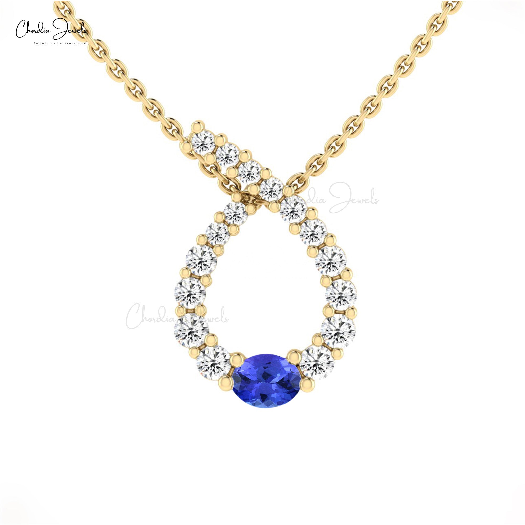 Dual Birthstone Twisted Pendant With 0.19 Ctw Tanzanite And Diamond 14k Pure Gold Pendants
