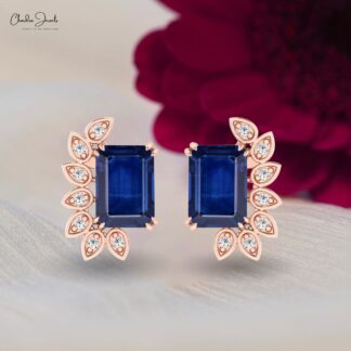 Gemstone Statement Earring With 2 Ct Blue Sapphire And Pave Diamond Hallmark Earrings
