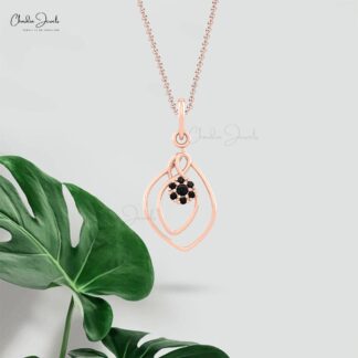 Seven Stone Black Diamond Accented in 14k Solid Gold Wrap Style Cluster Pendant For Her