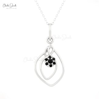 Seven Stone Black Diamond Accented in 14k Solid Gold Wrap Style Cluster Pendant For Her