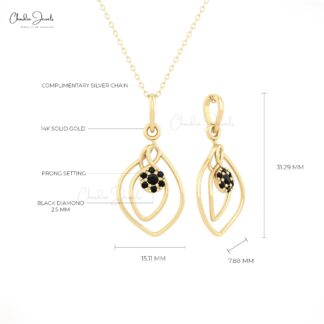 Seven Stone Black Diamond Accented in 14k Solid Gold Wrap Style Cluster Pendant For Her