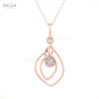 Floral Cluster 7 Stone Pendant In 14k Real Gold White Diamond 0.06 Ct Round Wrap Necklace