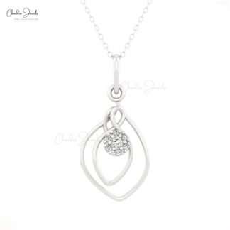 Floral Cluster 7 Stone Pendant In 14k Real Gold White Diamond 0.06 Ct Round Wrap Necklace