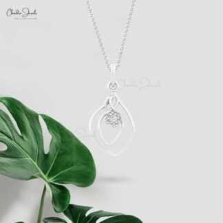 Floral Cluster 7 Stone Pendant In 14k Real Gold White Diamond 0.06 Ct Round Wrap Necklace
